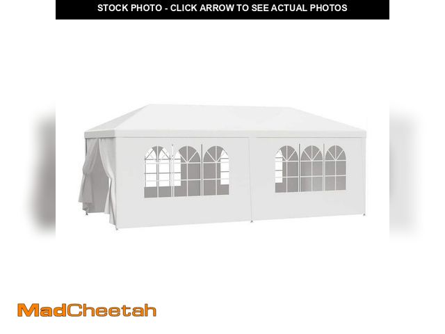 Lot 74-14115452 - Otryad 10 ft. x 20 ft. White PE Wedding Party Canopy Tent, Waterproof Outdoor Gazebo Event Tent with...