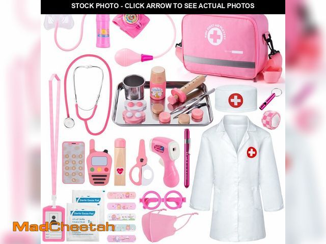 Lot 74-14213902 - Sundaymot Doctor Kit for Girls, 34 Pcs Doctor kit for Toddlers 3-5 with Medical Storage Bag &amp; Re...