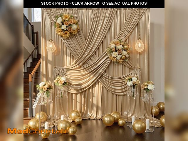 Lot 74-14055884 - 30x10FT Rich Dark Champagne Sequin Backdrop Curtain - 6 Panels 5ft(W) x 10ft(H) Wrinkle Free Shimmer...