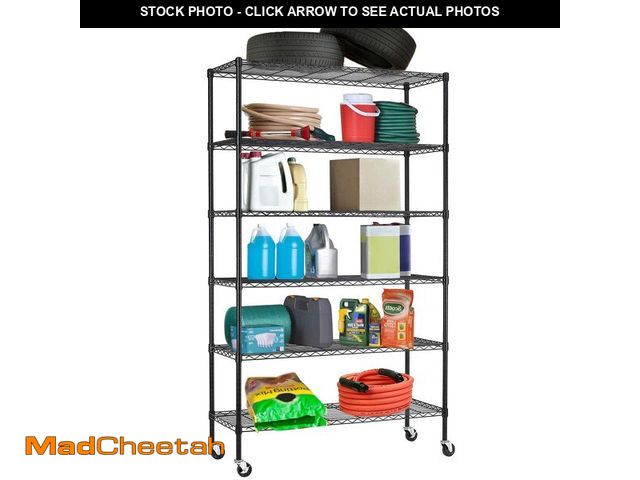 Lot 74-12762811 - 6 Tier Adjustable Metal Shelf Wire Shelving Unit Storage with Wheels 2100LBS Capacity 18" D x 48" W ...