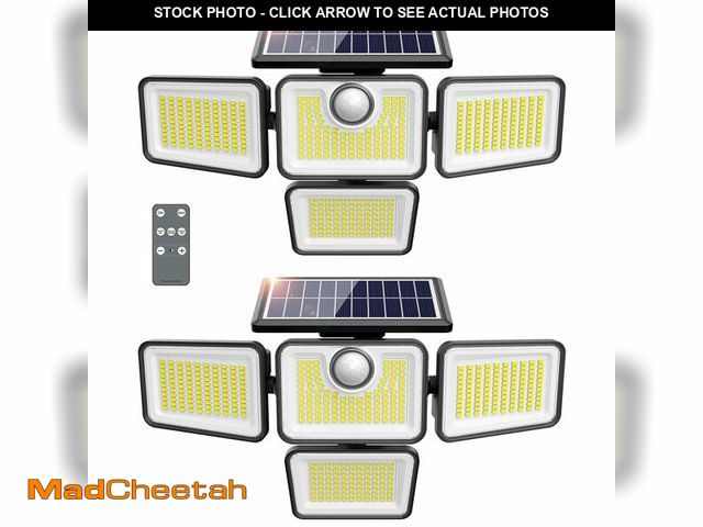 Lot 74-14270770 - omibee 4500LM Solar Lights Outdoor, 4 Adjustable Heads Motion Sensor Lights, 3 Modes, 6500K, IP65 Wa...