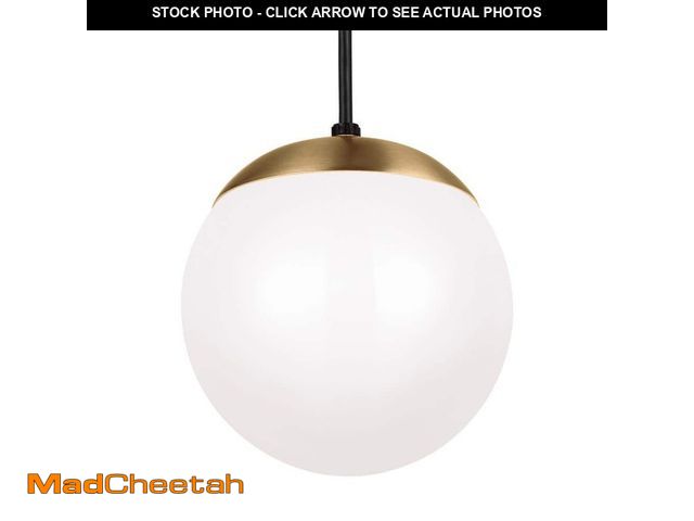Lot 74-12775273 - Generation Lighting Leo Hanging Globe 8 in. 1-Light Satin Brass Pendant with Smooth White Glass Shad...