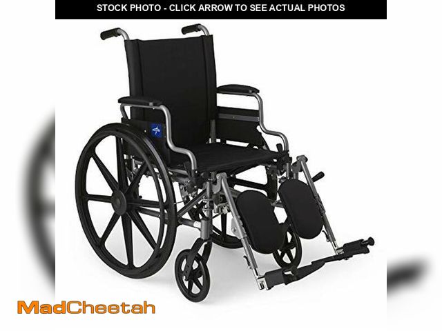 Lot 74-12664491 - Medline Lightweight Wheelchair for Adults With Swing-Back, Desk-Length Arms, Elevating Leg Rests; 18...