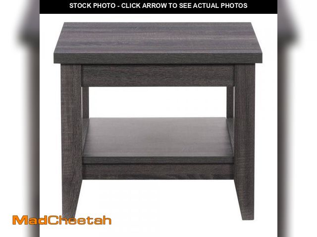 Lot 74-12424635 - CorLiving Hollywood 24 in. Dark Grey Square Wood Side Table with Shelf - UNUSED