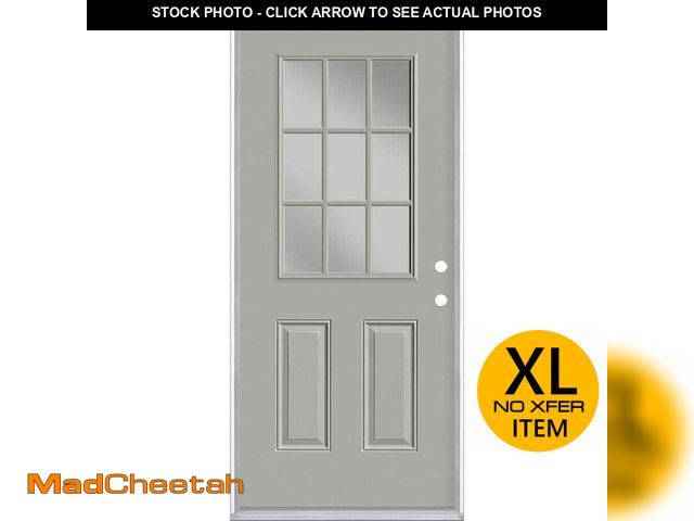 Lot 74-12649851 - Masonite 36 in. x 80 in. 9 Lite Left Hand Inswing Painted Steel Prehung Front Exterior Door No Brick...