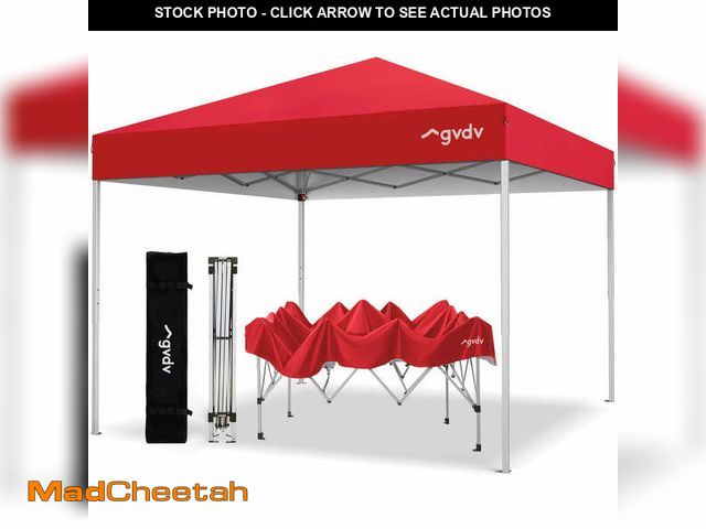 Lot 74-14070422 - GVDV Canopy Tent, 10x10 ft Easy Pop up Outdoor Canopy Tent, Portable Straight Leg Gazebo Instant Can...
