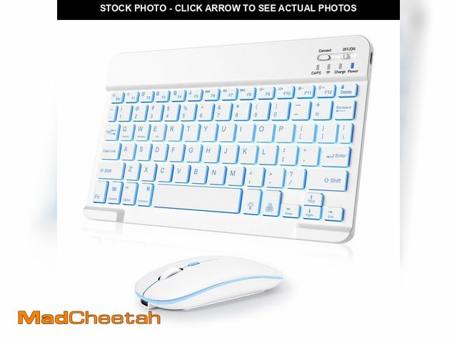 Lot 74-13550314 - Wireless Keyboard and Mouse Combo, Rechargeable Bluetooth Keyboard &amp; Mouse with 7 Color Backlit ...