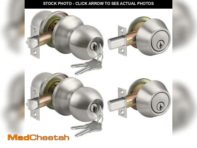 Lot 74-12304109 - BESTTEN 2 Pack Keyed Same Exterior Door Knobs and Single Cylinder Deadbolts Combo Set, Keyed Alike E...