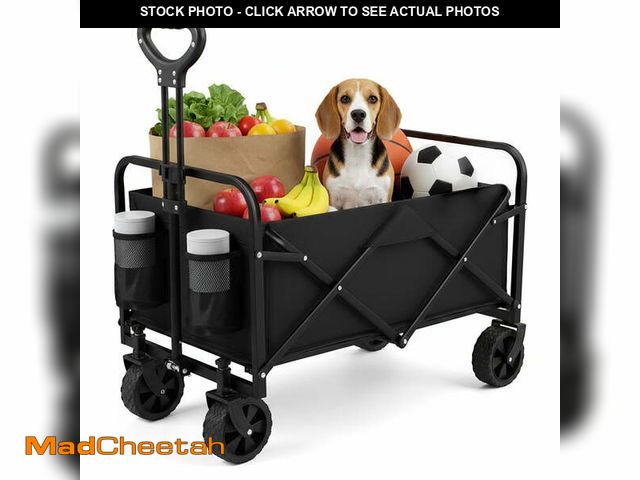 Lot 74-12850234 - PASAMIC 220lbs Collapsible Wagon Cart, Heavy Duty Cart with All-Terrain Wheels &amp; Drink Holders, ...