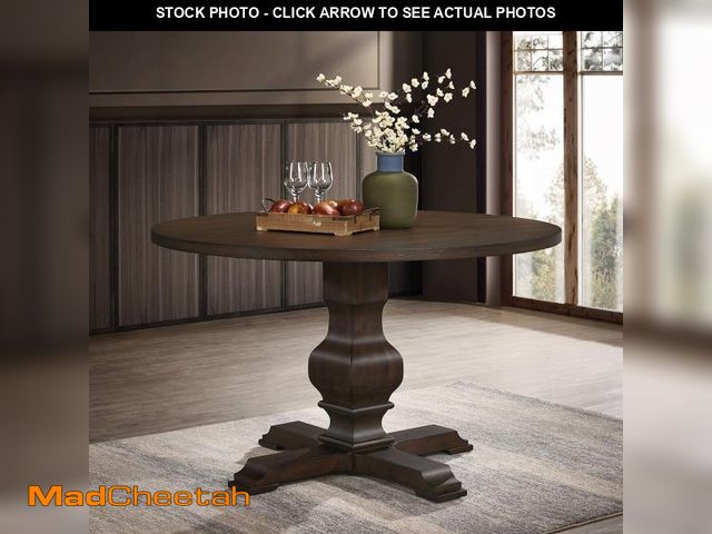 Lot 74-12157239 - *SEE DETAILS* Roundhill Furniture Havre Pedestal Base Round Dining Table, Espresso *SEE DETAILS*  - ...