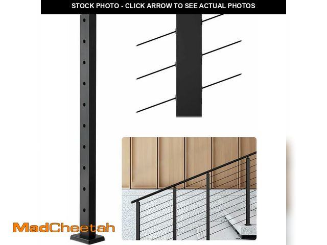 Lot 74-12633428 - VEVOR Cable Railing Post, 36"x1"x2" Deck Railing Post, Black Stair Post with 30 degree Pre-Drilled H...