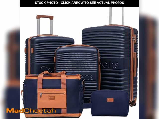 Lot 74-13709370 - Cobens 5 Piece Luggage Sets with Spinner Wheels and Tsa Lock, Hardshell ABS Suitcase Set, Lightweigh...