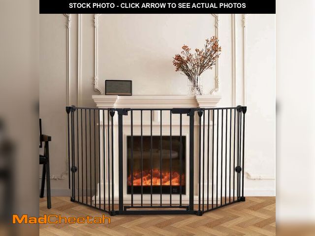 Lot 74-13766703 - Pet Safety Gate, 3Panels 80" Extra Wide Iron Gates for Doorway Kitchen Playard, Black - UNUSED