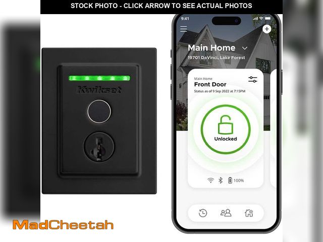 Lot 74-13798134 - Kwikset HALO Touch Matte Black Contemporary Fingerprint WiFi Electronic Smart Lock Deadbolt Featurin...