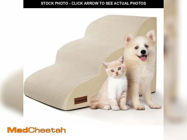 Lot 74-12764181 - 3 Tiers Dog Stairs and Ramp for Small Dogs, Non-Slip Pet Stairs for Beds Or Couches, Pet Steps for I...