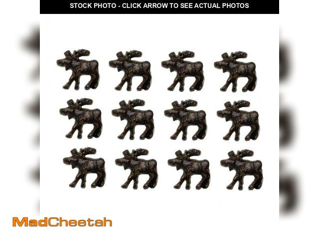 Lot 74-12304100 - BestGiftEver 12-Piece Set Cast Iron Moose Drawer Pulls Knobs - Rustic Western Farmhouse Decor for Dr...