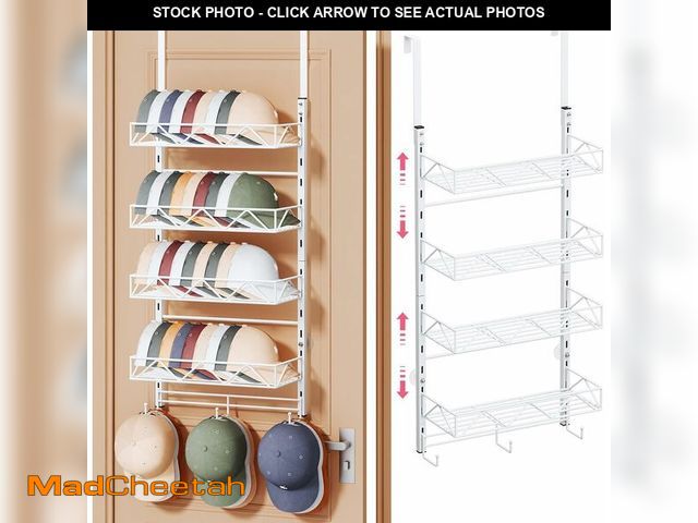 Lot 74-12332334 - SWTYMIKI Over Door Hat Organizer - 5 Tier Wall Mounted Hat Rack with 4 Adjustable Metal Basket and 3...