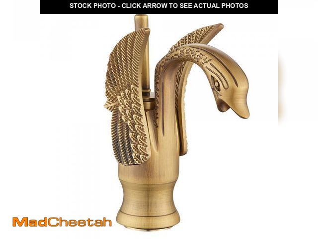 Lot 74-11550437 - GGStudy Bathroom Faucet Antique Brass Swan Single Handle One Hole Bathroom Vanity Faucet Basin Tap D...