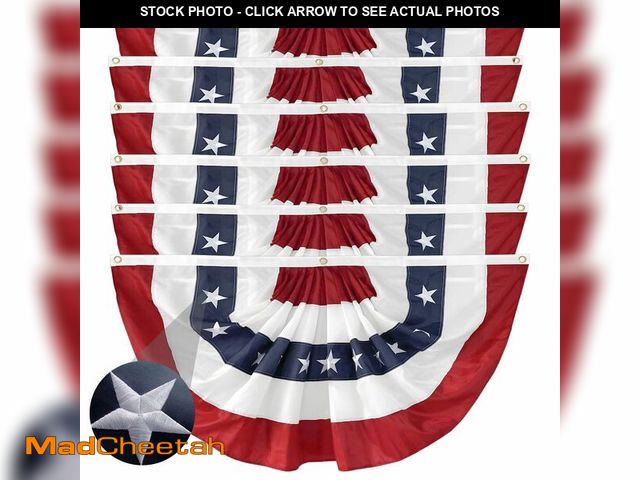 Lot 74-13962648 - LinaGarten 6Pack American USA Pleated Fan Flag, 2x4 Feet American USA Bunting Decoration Flags Embro...