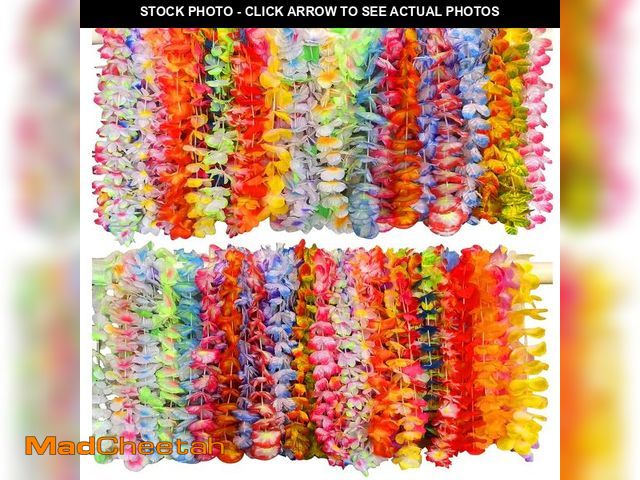 Lot 74-14376946 - 200 PCS Hawaiian Leis Neck Vibrant Colors Assortment for Luan Party Tropical Themed Party Decoration...