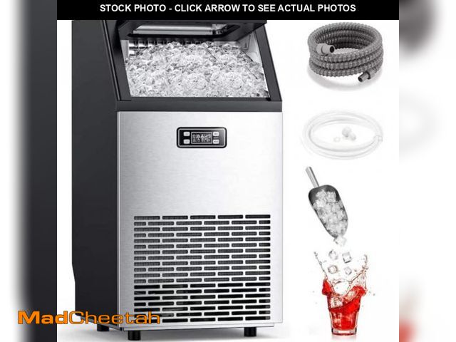 Lot 74-12528733 - COWSAR 15.28 in. 100 lbs. Freestanding/Built-In Cubed Ice Maker Stainless Steel with Scoop - USED