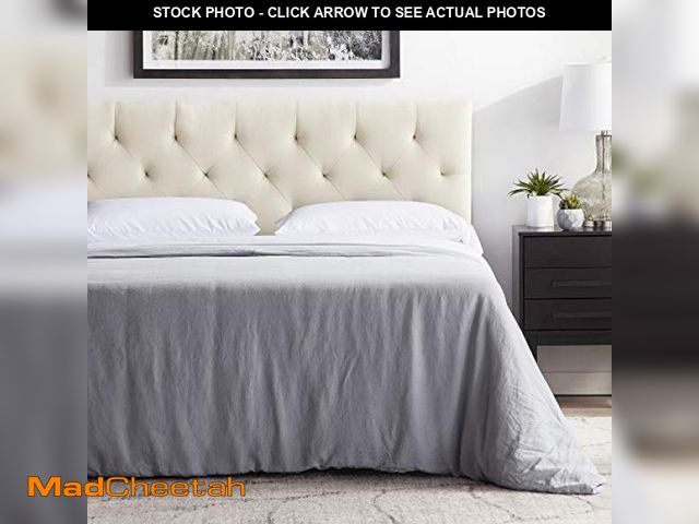 Lot 74-12098341 - LUCID Mid-Rise Upholstered Headboard - Diamond Tufted - Padded Polyester - Adjustable Height from 34...