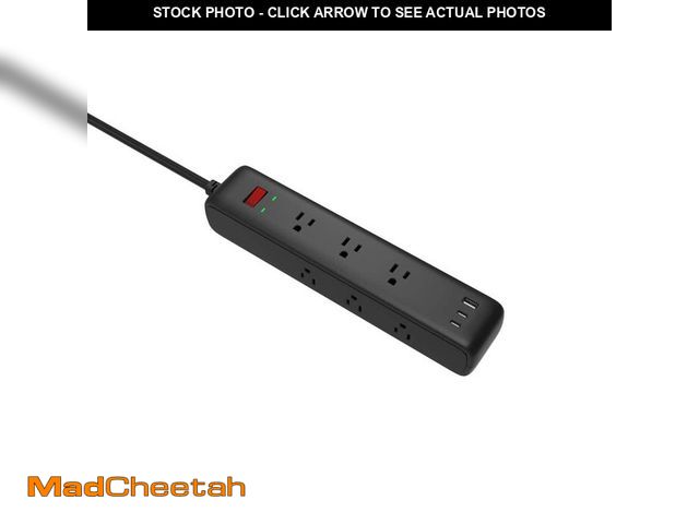 Lot 74-12692061 - Commercial Electric 12 ft. 9-Outlet Surge Protector with 1 USB-A and 2 USB-C, Black - UNUSED