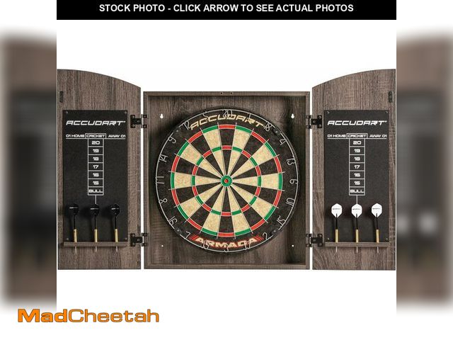 Lot 74-13331217 - Accudart Armada Bristle Dartboard Cabinet Set - Official Size 18" x 1.5" - Self Healing Genuine Sisa...