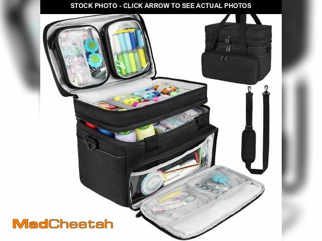Lot 74-12716956 - Sewing Accessories Organizer Case with Shoulder Strap,Double Layer Sewing Storage Bag with 2 Detacha...