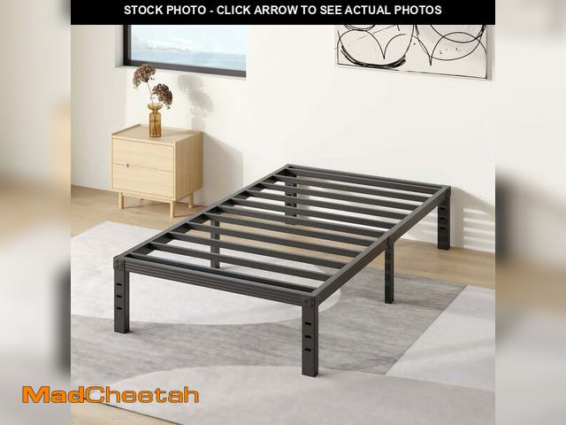Lot 74-12833654 - COMASACH 14 inch Twin Bed Frame, Easy Assembly, Heavy Duty Metal Platform, Noise Free, Black - UNUSE...