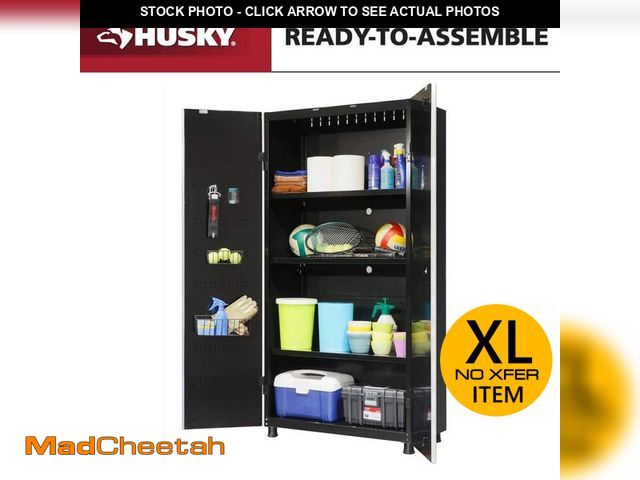 Lot 74-13129592 - Husky Ready-to-Assemble 24-Gauge Steel Freestanding Garage Cabinet in Black (48 in. W x 72 in. H x 1...
