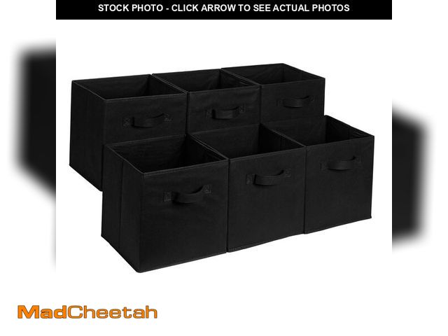 Lot 74-13712472 - Basics Collapsible Fabric Storage Cube Bins Organizer with Handles, Sturdy, Black, 13-x-13-x-13-inch...