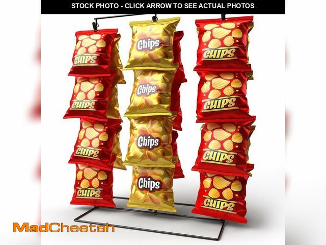 Lot 74-12700131 - DS THE DISPLAY STORE Black 3-Row Potato Chip Rack Display Stand with 39 Clips, Snack Retail Display ...