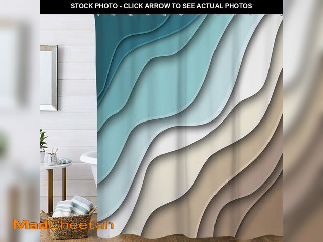 Lot 74-12709892 - BestLives Shower Curtains for Bathroom Geometric Ocean Bathroom Curtain Turquoise Teal Ombre Brown A...