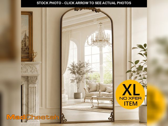 Lot 74-14437861 - BEAUTYPEAK 74"x32" Full Length Mirror with Baroque Flower Head Design Wall-Mounted Mirror,Antique Br...