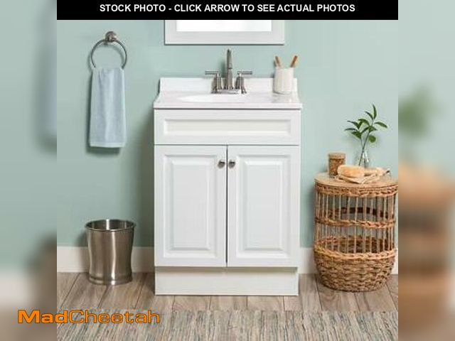 Lot 74-13797022 - 24 in. Single Sink White Bath Vanity with Cultured Marble Top (Assembled) - UNUSED