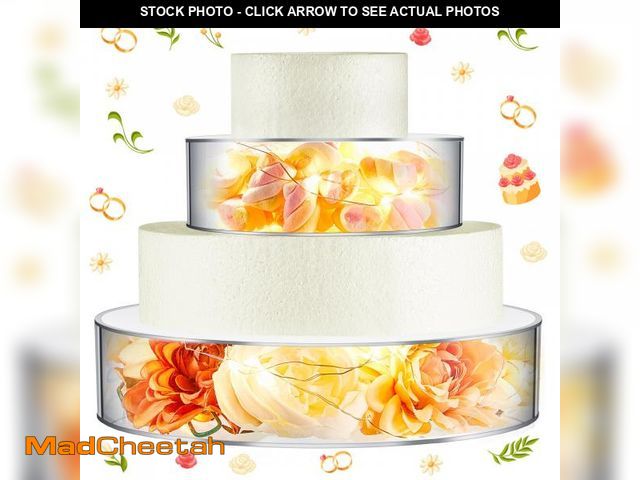 Lot 74-11557709 - Tioncy 6 Pcs Clear Acrylic Cake Stand Fillable Cake Box Riser LED Fairy Lights Starry Fairy Lights R...