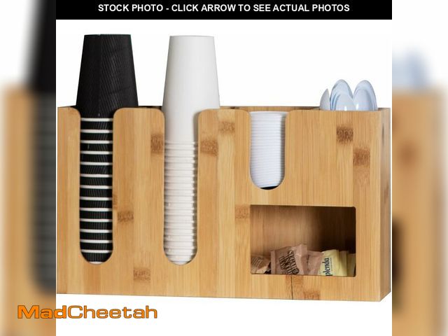 Lot 74-12633223 - Mind Reader Cup and Condiment Station, Countertop Organizer, Coffee Bar, Rayon from Bamboo, 16.42" L...