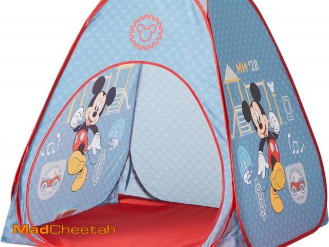 Lot 74-12510073 - Disney Mickey Mouse 3 Piece Slumber Set with Kids Indoor Outdoor UPF 30+ Pop Up Play Tent with Pillo...