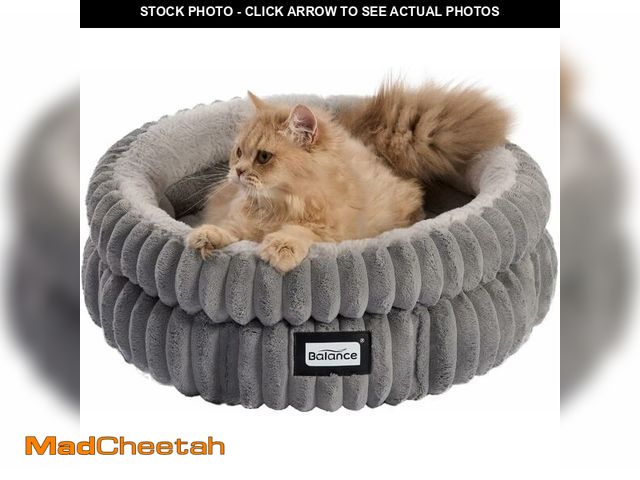 Lot 74-14355219 - BALANCE Cat Bed Kitten Bed, Washable Round Cat Beds for Indoor Cats, Super Soft Plush Faux Fur Pet B...