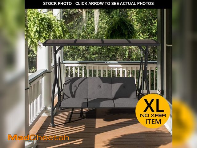 Lot 74-14242611 - VEIKOUS 3-Person Patio Swing Outdoor with Adjustable Polycarbonate Canopy, Dark Gray - UNUSED