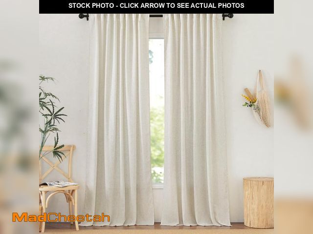 Lot 74-12218964 - NICETOWN Natural Linen Curtains for Bedroom, Back Tab &amp; Rod Pocket with Pleat Tab Privacy Added ...