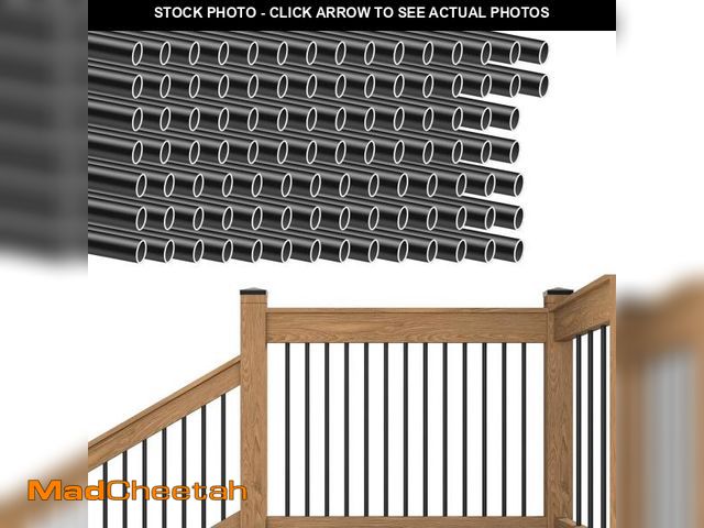 Lot 74-12398200 - Muzata 100Pack 36" Aluminum Deck Balusters Round Black Deck Railing Stair Porch Staircase Spindles 3...