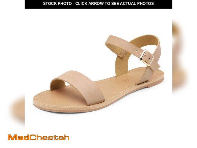 Lot 74-12700099 - DREAM PAIRS Women's Ankle Strap Flat Sandals Open Toes One Band Buckle Summer Dressy Sandals,Size 10...