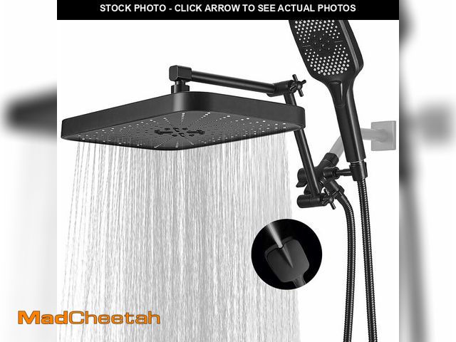 Lot 74-12583309 - 14 Inch Large Shower Head with Handheld Spray Combo and Extention Arm, Rain Rainfall Waterfall High ...