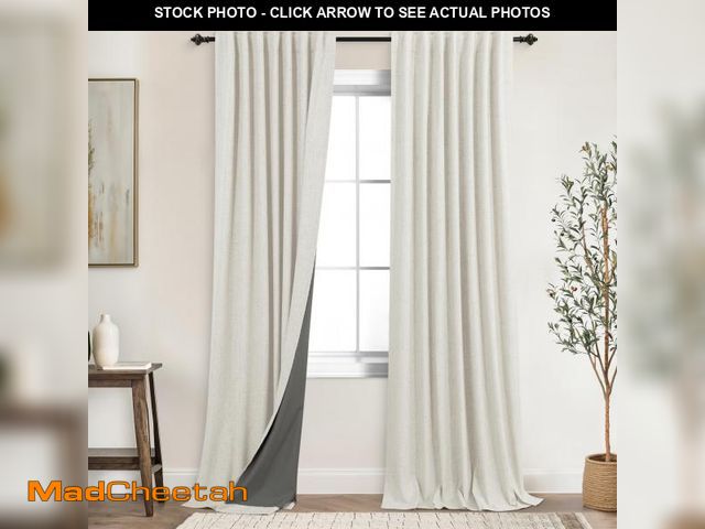 Lot 74-12438247 - KOUFALL Summer Curtains for Living Room Extra Long 86 Inch,Insulated Thermal Blackout Linen Textured...