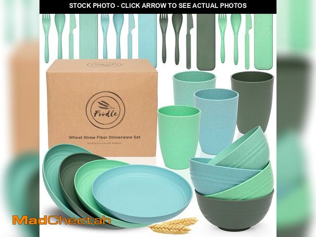 Lot 74-12700796 - FOODLE Wheat Straw Dinnerware Set - BPA Free &amp; Safety Tested - Microwave &amp; Dishwasher Safe D...