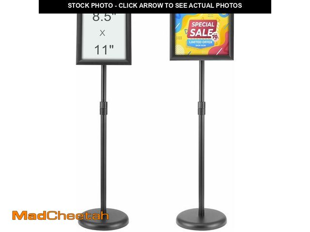 Lot 74-13382639 - VEVOR Pedestal Sign Holder, 8.5 x 11 Inch Vertical and Horizontal Adjustable Poster Stand, Heavy-Dut...