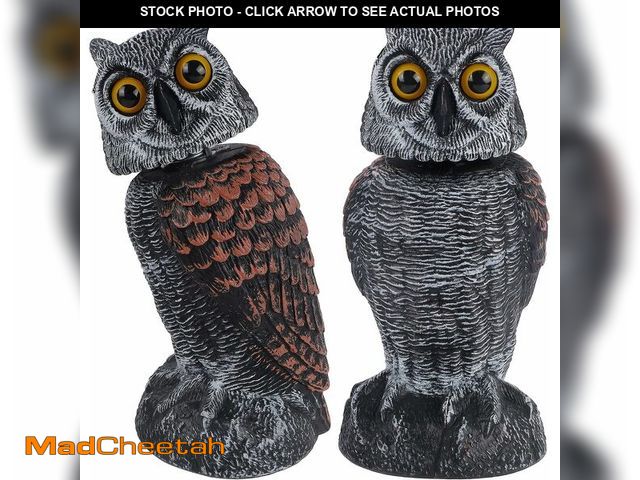 Lot 74-14357489 - Hausse 2 Pack Fake Owl Decoys to Scare Birds Away, Rotating Head Plastic Owl Bird Deterrents, 10.6 I...