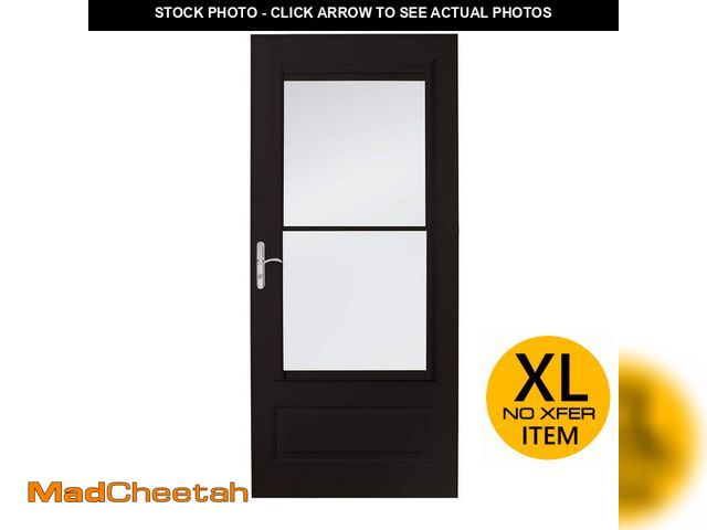 Lot 74-13046574 - Andersen 400 Series 32 in. x 80 in. Black Universal 3/4 Light Retractable Aluminum Storm Door with N...